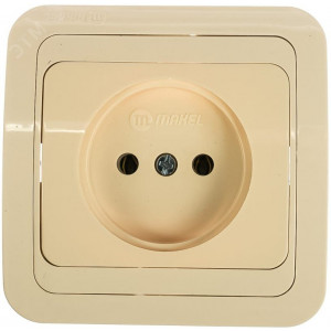 Розетка 1-м СП Mimoza 16А IP20 без заземл. керамика крем./крем. 25002