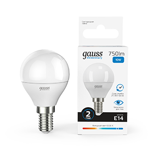 Лампа Elementary Шар 10W 750lm 6500K Е14 LED 1/10/100 53130