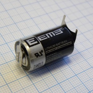 ER14250-VB 3.6V, Li, SOCl2 батарея типоразмера 1/2AA, 3.6В, 1.2Ач, приваренные выводы, -55...85 °C