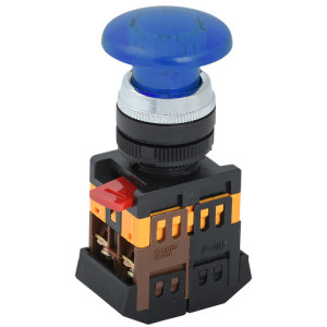 Кнопка AELA-22 "Грибок" синий d22мм неон/240В 1з+1р BBG20-AELA-K07