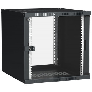 Шкаф LINEA WE 9U 600x600мм дверь стекло черный LWE5-09U66-GF