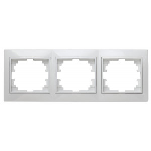 Рамка для розеток и выключателей Plano 1-503-01 на 3 поста горизонтальная, СУ, белый Б0027627
