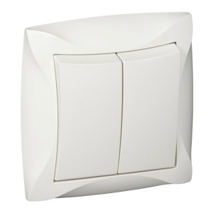 ДУЭТ 2-клавишный ВЫКЛЮЧАТЕЛЬ, сх.5, 10АХ, в сборе, БЕЛЫЙ C3(2) WDE000152