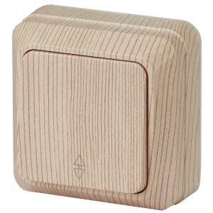 Переключатель Quadro 2-103-11 одноклавишный 10А-250В, IP20, ОУ, сосна Б0053755