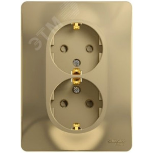 Розетка 2-м СП Glossa 16А IP20 с заземл. защ. шторки в сборе титан SE GSL000426