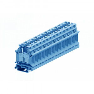 Проходная клемма 316902, Проходная клемма, тип фиксации провода: винтовой, номинальное сечение: 16 мм кв., 76A, 800V, ширина: 12 мм, цвет: синий, тип монтажа: DIN35