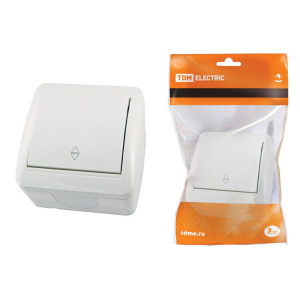 Выключатель на 2 направления 1-кл. открытой установки IP44 10А белый "Селигер" SQ1818-0011