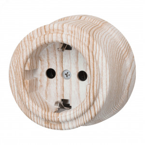 Розетка 1-м ОП Лизетта 16А IP20 ретро с заземл. ABS-пластик карельская сосна B1-101-13