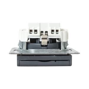 Механизм розетки, 16А, IP44, с заземлением, со шторками, c крышкой, графит Эпика EKF UP1-SOG-111-44