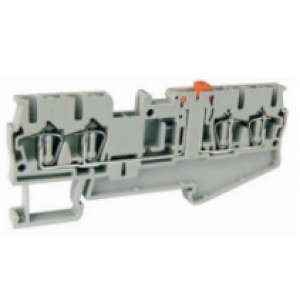 Клемма с размыкателем UJ5-2.5/2X2SKE, Клемма с ножевым размыкателем, 4 точки подключения, тип фиксации провода: пружинный, номинальное сечение: 2,5 мм кв., 16A, 400V, ширина: 5,2 мм, цвет: серый, тип монтажа: DIN35, стандарт GB/T14048.1,