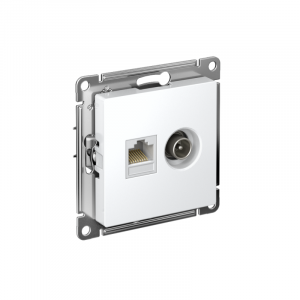 Розетка компьютерная + телевизионная 2-м AtlasDesign RJ45 кат.5E лотос SE ATN001389