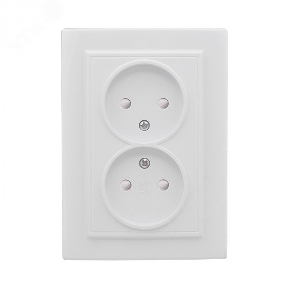 Изображение товара Розетка 2-м СП Минск 10А IP20 без заземлителя белая ERR10-102-100
