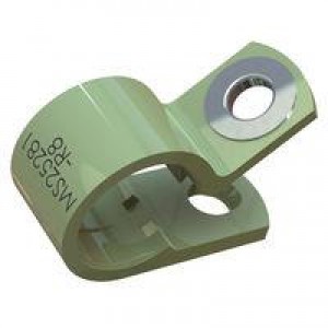 NM-4-R4, Кабельный монтаж и принадлежности MS25281-R4, Loop Clamp ,Green,1/4 in Hold, Clamp w/ Eyelet,Green,500/Bag