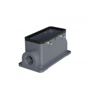 Закрытое основание разъема H16B-SM-4PR-M25, Основание разъема на панель, закрытое, типоразмер 16B, с уплотнителем, 1 отверстие с резьбой для кабельных вводов M25x1,5, без защелок (упоры для двух защелок), без защитной крышки, материал корпуса: алюминиевый сплав