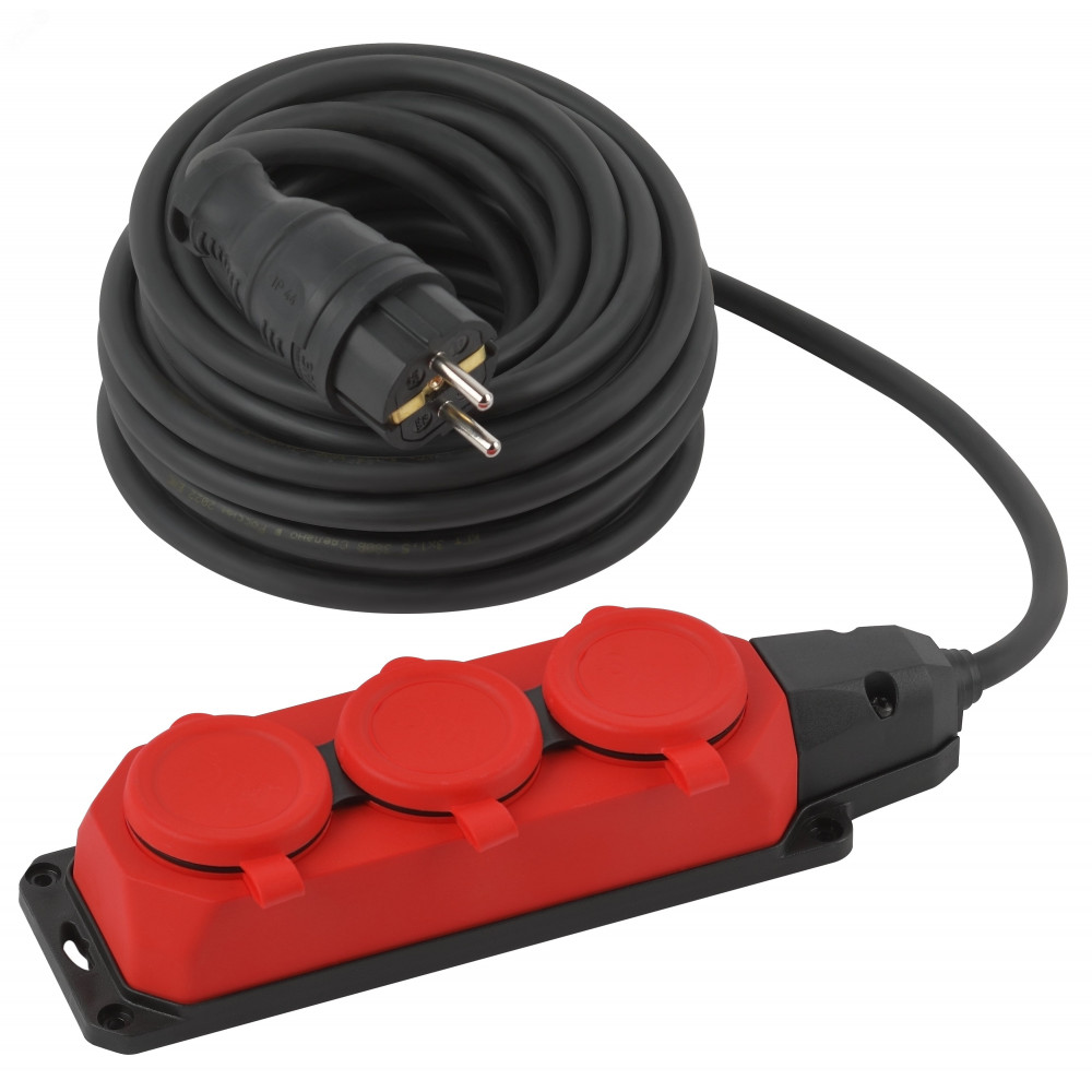 Изображение товара Удлинитель силовой UK-3e-3x1.5-10m-IP44 с заземлением и 3 розетками