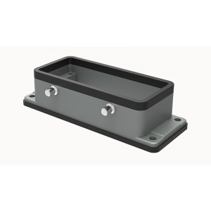 Открытое основание разъема D16B-BK-4g, Основание разъема на панель, открытое, типоразмер 16B, с уплотнителем, без защелок (упоры для двух защелок), без защитной крышки, материал корпуса: алюминиевый сплав
