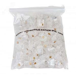 Разъем телефонный RJ-14 6P4C 05-1012, Разъем телефонный UTP, RJ-14 (6P4C)