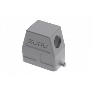 Крышка разъема S10B-SEH-2B-PG29, Крышка разъема на кабель, типоразмер 10B, высокое исполнение, без уплотнителя, 1 отверстие с резьбой для кабельных вводов PG29, с боковым расположением, без защелки (упоры под одну защелку), материал корпуса: алюминиевый сплав