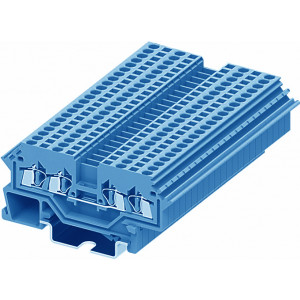 Проходная клемма 215904, Проходная клемма, с разрывом цепи, 4 точки подключения, тип фиксации провода: пружинный, номинальное сечение: 1,5 мм кв., 18A, 800V, ширина: 4 мм, цвет: синий, тип монтажа: DIN35