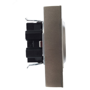 Розетка 2-м СП BRITE РСш12-3-БрШ 16А в сборе с заземл. защ. шторки шампань BR-R24-16-K37-F