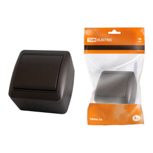 Выключатель 1-кл. открытой установки IP44 10А шоколад "Селигер" SQ1818-0201