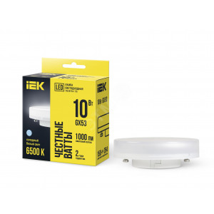 Лампа светодиодная T75 таблетка 10Вт 230В 6500К GX53 IEK LLE-T80-10-230-65-GX53