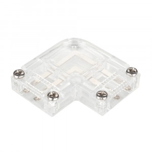 Коннектор угловой для ленты ARL-50000PV (15.5x6mm) прозрачный 027062, Коннектор угловой для соединения ленты ARL-50000PV (15.5x6mm, тип WP2) под углом 90 градусов. Материал - прозрачный пластик PC.