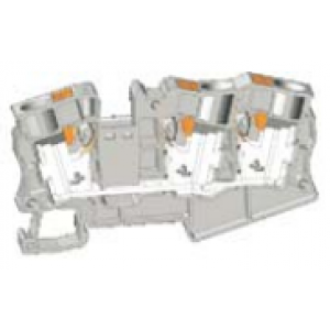 Проходная клемма UJ6-16/1X2, Проходная клемма, 3 точки подключения, тип фиксации провода: Push-in, номинальное сечение: 16 мм кв., 76A, 1000V, ширина: 12,2 мм, цвет: серый, тип монтажа: DIN35