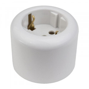 Розетка с заземл. керамика бел. R1-101-01