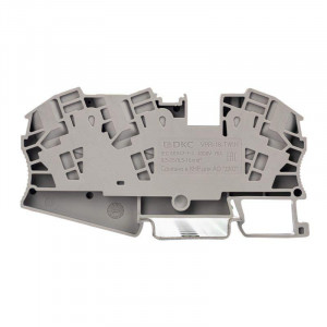 Клемма проходная , зажим push-in, 3 точки подключения, 16 кв.мм, серая VPR-16-TWIN-GY