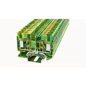 DS10-PE-01P-1C-00Z(H), Заземляющая клемма, тип фиксации провода: Push-in, номинальное сечение: 10 мм кв., ширина: 10,2 мм, цвет: желто-зеленый, тип монтажа: DIN35
