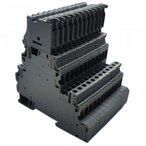 Этажная клемма TUD4-FUSELED24-BK, Этажная клемма, 2 этажа, с предохранителем, LED 24V, тип фиксации провода: винтовой, номинальное сечение: 4 мм кв., 6,3A, 500V, ширина: 6,5 мм, цвет: черный, тип монтажа: DIN35