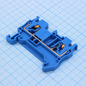 GP2.5-2-BU, Проходная клемма, тип фиксации провода: Push-in, номинальное сечение: 2.5 мм кв., 24A, 800V, ширина: 5,2 мм, цвет: синий, втычная перемычка, тип монтажа: DIN35