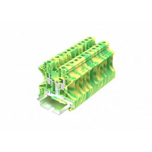 Заземляющая клемма TU4-2-PE, Заземляющая клемма, тип фиксации провода: винтовой, номинальное сечение: 4 мм кв., ширина: 6,2 мм, цвет: желто-зеленый, тип монтажа: DIN35