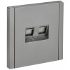 FORTE&PIANO Розетка двойная RJ11+RJ45 кат.5E FP535 сталь IEK FP-KT20-O-1-K46