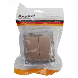 Выключатель 2-клавишный (механизм) 250В, 10А, серия Катрин, шампань Stekker 39592