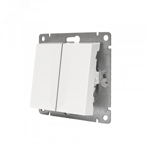 Выключатель двухклавишный UNIVersal серия Афина , с/у, 10А, 220В, механизм, белый (еврослот) A0023