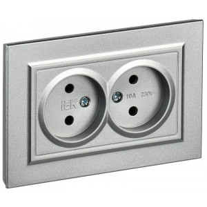 Розетка 2-м СП BRITE РС12-2-БрА 10А в сборе без заземл. без защ. шторок алюм. BR-R20-10-K47-F