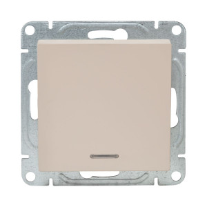 Механизм выключателя, одноклавишный, с подсветкой, кремовый Эпика EKF UP1-SWI-14