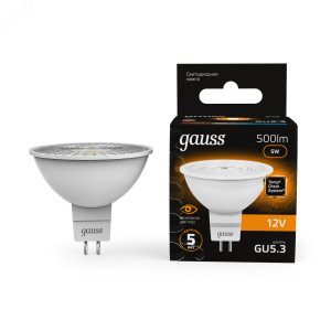 Лампа светодиодная LED 5 Вт 500 лм 3000К софит MR16 теплый GU5.3 AC/DC 12В низковольтная Black 201505105