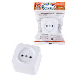 Розетка 2П открытой установки IP20 10А, белая "Дача" Народная SQ1824-0007