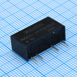 AM2DS-2415SH30JZ, DC/DC, 2Вт, вход 21.6…26.4В, выход 15В/0.013…0.133А, изоляция 3000В DC, КПД 86%, максимальная емкостная нагрузка не более 560мкФ, SIP7, 19.65x7.05x10.16мм, -40…105°C, пластик