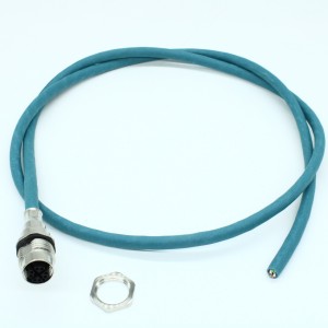 VS-FSBPXS-OE-94F/1,0, Готовый кабель Ethernet, САТ6А, экранированный, 4 пары, AWG 26, гибкий, (7-жильный), RAL 5021 (цвет морской воды), встраиваемая гнездовая часть M12, монтаж на заднюю стенку/при помощи винтового соединения с резьбой M16