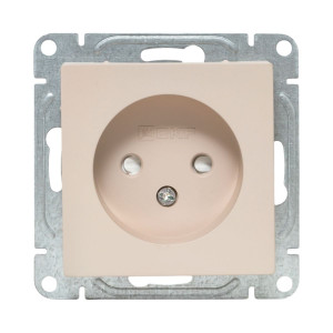 Механизм розетки, 16А, без заземления, со шторками, кремовый Эпика EKF UP1-SOI-101