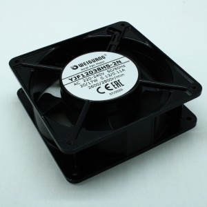 YJF12038HS-2N, Вентилятор 220В AC, 2600об/мин., 120x120х38мм, 154.8м3/час, 40дБ, подшипник скольжения, тип вывода - терминал