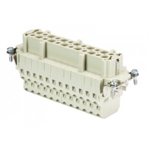 Розеточная контактная вставка 70.502.2453.0, Розеточная контактная вставка, двойная пружинная фиксация, 24 полюса + PE, типоразмер 24B, 500V, 16A, сечение обслуживаемых проводников 0,14-2,5 мм кв, тип покрытия контактов: серебро,