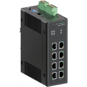 Коммутатор WIENET L2MS 8G, Коммутатор серии WieNet, управляемый, 8 портов RJ45 скорость передачи 10/100 MBit/s, номинальное напряжение: 9-57 VDC, монтаж: на DIN рейку, материал корпуса: алюминий