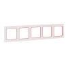 Стокгольм Рамка 5-местная белая с линией цвета красный EKF