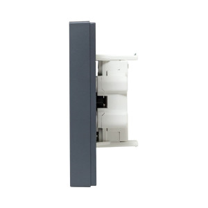 Механизм розетки двойной, 16А, без заземления, без шторок, с рамкой, графит Эпика EKF UP1-SOG-200