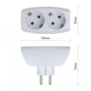 Разветвитель 2-м с заземл. 16А IP20 SP-2e-W защ. шторки бел. C0045528